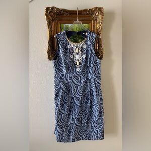 Nanette Lepore Blue Swirl Embellished Dress